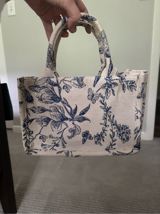 Handbags - Mini Canvas Floral Tote with adjustable strap